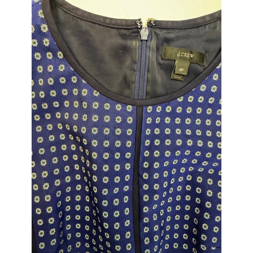 J.Crew Navy Jacquard‎ Brocade Grosgrain Structured Preppy Sheath Dress - Picture 2 of 12